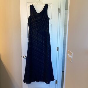 Todashi Shoji Size 14 Asymmetrical Pleated Sleeveless Navy Evening Gown